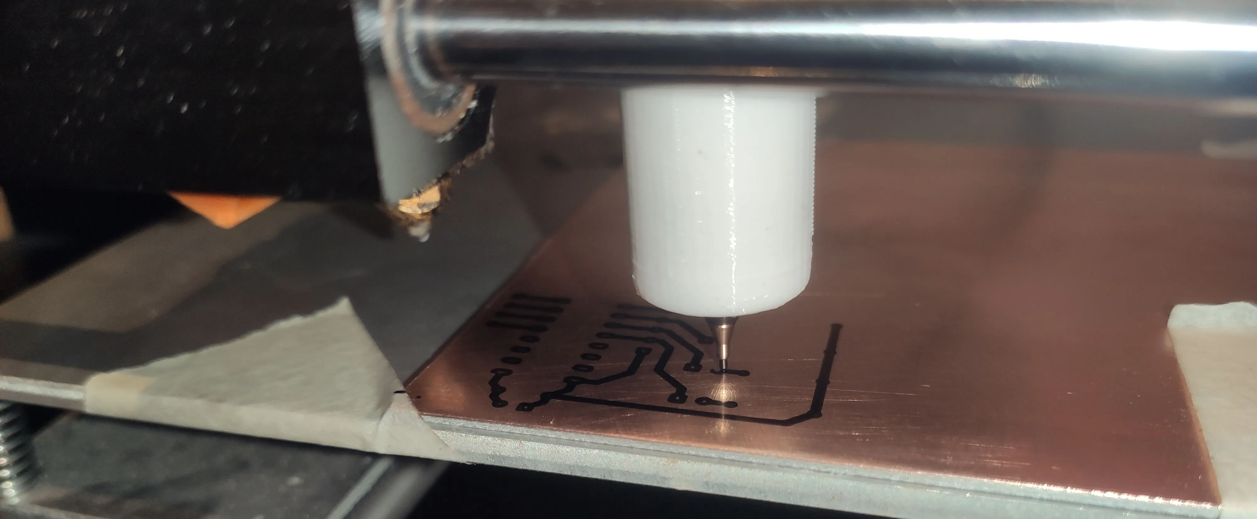 A 3D printer drawing an etch mask