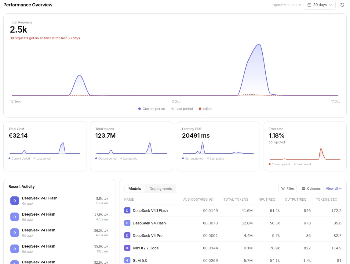 The HostYourAI dashboard